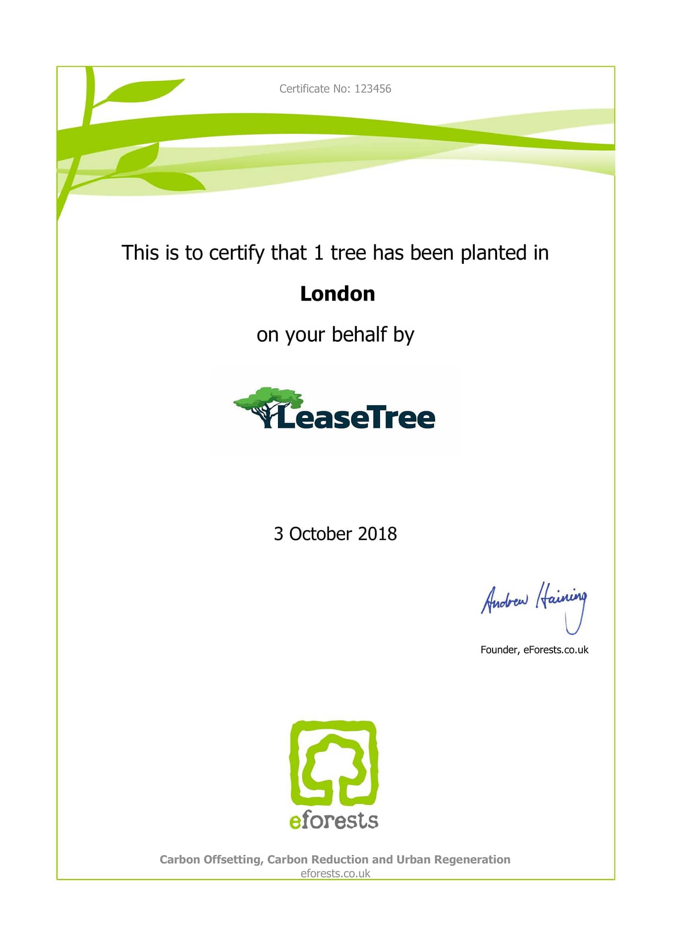 eforests certificate